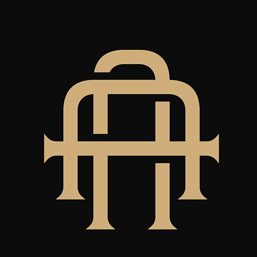 2 Gold Letter A on black background logo